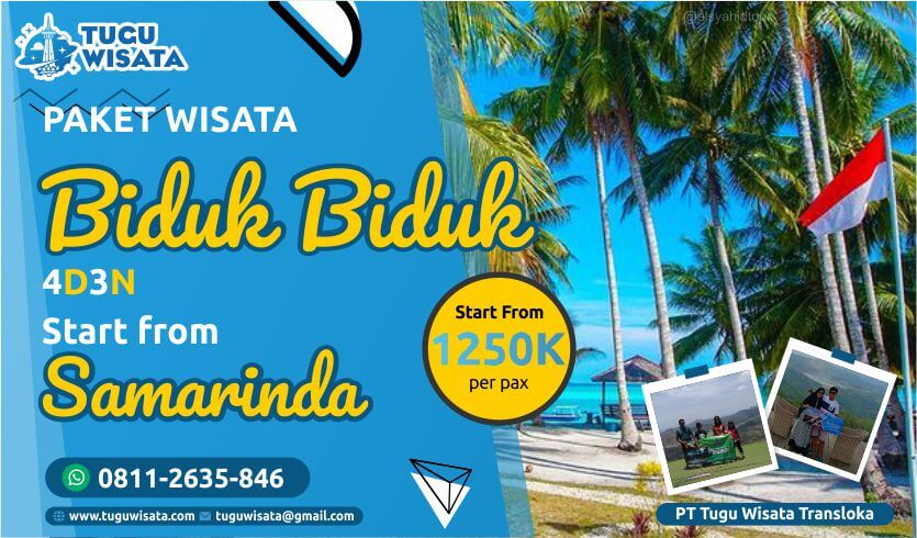 Paket Wisata Derawan 4D3N Biduk Biduk Dari Samarinda - Tugu Wisata